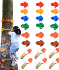 Kids Outdoor Ninja Climbing Holds Set With 18 Rock Grips And 6 Ratchet Straps For Backyard Tree Obstacle Course Training