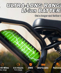 Mountain Electric Bike For Adults With 16 Inch Fat Tire Wider Seat 800W Peak Motor removable battery close-up