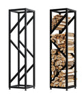 4 Tier Indoor Firewood Rack 47 Inch Tall Heavy Duty Log Holder For Fireplace Minimalist Black Design Space Saving Vertical Storage