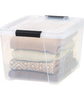 32 Qt BPA-Free Plastic Storage Bin With Lid, Stackable Tote For Pantry, Home, Closet And Office Organization, Airtight Clear Container With Durable Design And Locking Latches, Easy See Through Storage