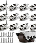 Heavy Duty Low Profile Caster Wheels 12 Piece Kit With Screws includes double roller bearings on steel brackets.