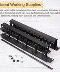 Two Pack 1U 19 Inch Cable Manager For Network Cabinets, 24 Slot Horizontal Wire Organizer, Heavy Duty Metal Finger Duct Rack Mount, Black