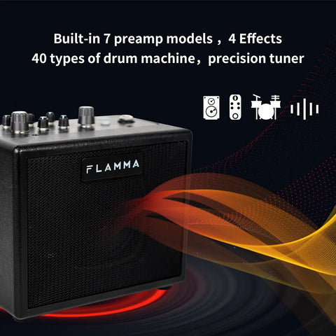 5 Watt Electric Guitar Amplifier Combo With Bluetooth and Headphone Output, 7 Preamp Models, Built In Modulation, Reverb, Delay
