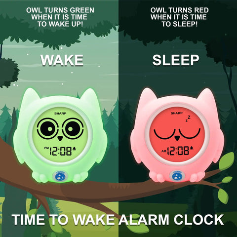 Ready to Wake Owl Sleep Trainer for Kids Color Changing Clock Ceiling Projection Nightlight display with wake and sleep modes.