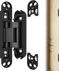 Hidden Door Hinge Set For Secret Bookcase Doors, Silent Rotating Concealed Hinges, 6 Inch, Side Mount, Three Way Adjustable