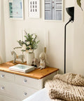 Cozy room with white dresser featuring Crystal Glass Dresser Cabinet Knobs 8 Pack Brushed Nickel Octagon Pulls for Dresser Drawers