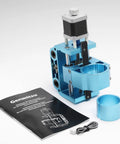 Beefed Up Aluminum Z Axis Assembly for 3018 ProVer CNC With 43mm and 52mm Spindle Mounts, 775 Spindle Ready, 300 To 500W Motor Support, Exchangeable Mounts for 65mm and 69mm Options, Plug And Play Retrofit, blue aluminum CNC part with manual