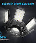 Ultra Bright LED Garage Lights 2 Pack With 6 Plus 1 Adjustable Panels, 18000 Lumens, 180W Deformable Shop Light, 6500K Daylight White, E26 Base