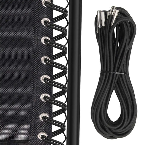 Heavy Duty Replacement Elastic Cords For Zero Gravity Chairs 4 Pack Universal Black Rubber Bungee Straps 59 86 Inch shown alongside chair frame.