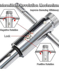 Adjustable Reversible Ratchet Tap Wrench For M5 To M12 Taps, Bidirectional Switch Lets You Thread And Back Out Without Replacing Tools, Ideal For Manual Tapping, Internal Threads, Mechanical Assembly And Mold Repair, chrome steel body with ratchet switch