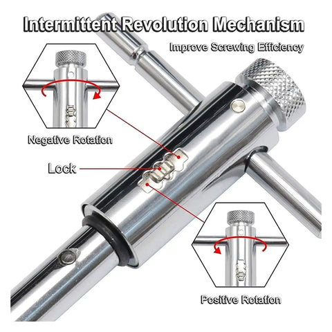 Adjustable Reversible Ratchet Tap Wrench For M5 To M12 Taps, Bidirectional Switch Lets You Thread And Back Out Without Replacing Tools, Ideal For Manual Tapping, Internal Threads, Mechanical Assembly And Mold Repair, chrome steel body with ratchet switch