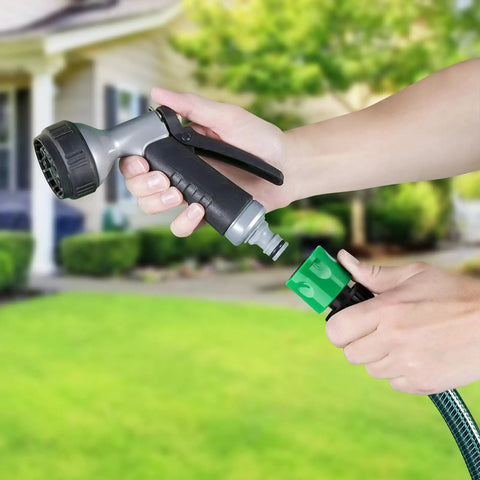 Hands connecting garden hose with Garden Hose Quick Connect Fittings for Universal Compatibility, Tool Free Water Hose Connectors