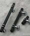 Set Of 10 Matte Black And Silver Cabinet Pulls 3 Inch 76mm Hole Centers Knurled Cabinet Handles for modern kitchen hardware.