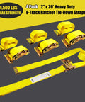 4 Pack 2 Inch Wide 20 Foot E Track Ratchet Straps Heavy Duty Cargo Tie Downs 4500 Pound Break Strength 1500 Pound Working Load