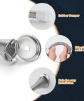 Ravinte satin-nickel spring door stop with rubber bumper, 12-pack, bottom-mount, close-up view