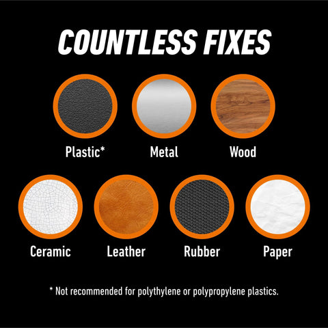 Materials suitable for Gel Glue XL Clear Quick Bonding: plastic, metal, wood, ceramic, leather, rubber, paper.