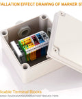 Multi Section Terminal Block Label Strips 10 Pack For DIN Rail Blocks Like UK2.5B UK5N UDK4 UKK5 Marker Bars For 5-10 AWG Conductors Easy Fit And Separate Labels 2.4 Inch Long Clear Readability on labeled terminal blocks in an enclosure
