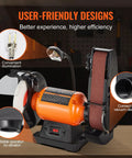 Heavy Duty Bench Grinder And Belt Sander Combo Featuring A Rock Solid 8 Inch Grinding Wheel With A Killer 2x28 Belt Sander Powered By A Smooth Running 2.5 Amp Induction Motor with user-friendly design features.