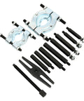 Heavy Duty Bearing Separator Puller Set 12 Piece With 2 Inch And 3 Inch Splitters Pro Grade Kit arrayed showing components