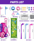 Toddler Golf Set For Kids Ages 2 To 5 With 4 Plastic Clubs, 8 Balls, Putting Mat, Scoreboard, Bag, Pink Golf Cart Toy