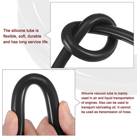 Silicone Vacuum Tubing Hose With Inner Diameters From One Eighth Inch To One Half Inch, 6.6 Ft, black, high-temp, flexible.