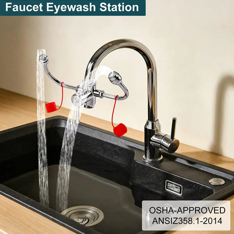 Eyewash Faucet Attachment Kit For Sink Mount Easy Install Emergency Eye Wash Station With Universal Adapters OSHA Approved First Aid