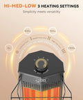 Go To Outdoor Infrared Patio Heater 1500W 36 Inch Tower with three heat levels dial settings IPX5 waterproof feature shown