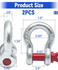 Heavy Duty Clevis Shackle 3 Eighth Inch Screw Pin 2 Pack Galvanized Steel For Tow Strap Winch Vehicle Recovery 1 Ton Capacity