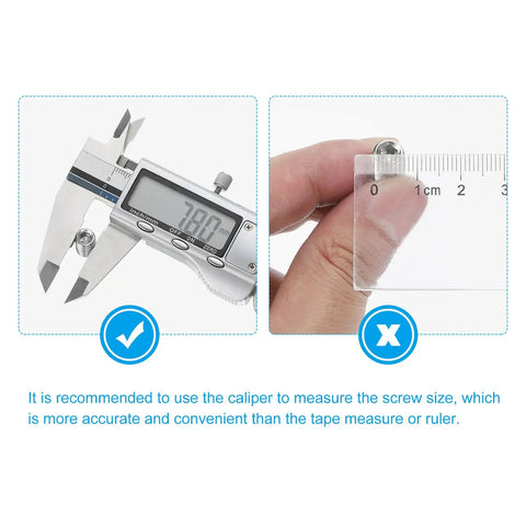 Caliper measuring M4 x 8mm Ball Point Set Screws with Hex Socket Drive and Ball Plunger for precise adjustments, 304 stainless steel.