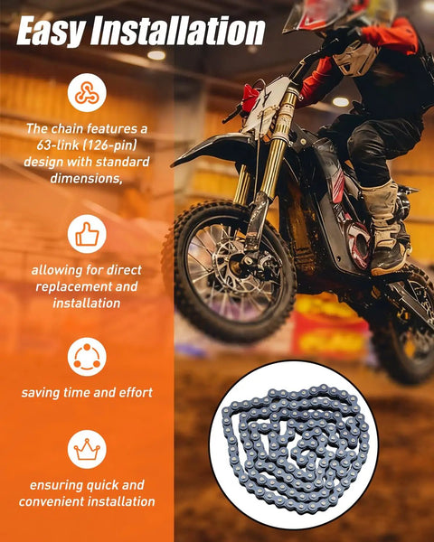 Heavy Duty 219H Chain With 126 Pins For 48V Pro Electric Dirt Bikes Built Tough With Premium Metal High Strength Wear Resistant
