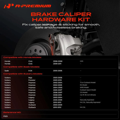 A Premium Front Disc Brake Hardware Kit With Heavy Duty Clips And Bushings Perfect For Honda Civic And Subaru Outback Forester Impreza WRX Models To Keep Your Car Stopping Smoothly On The Road Without Any Squeaky Annoying Noise.