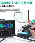 Pro Grade 110W EVO Soldering Station And Desoldering Kit With Vacuum Pump, focus on control panel and desoldering gun.