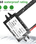 10-32V DC To 5V USB Buck Converter Module, 3A 15W Power Adapter shown with waterproof feature, submerged in water.