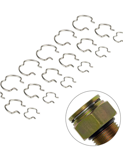 Eighteen Piece Transmission Line Clips Set With Three Sizes Six And Three Eighths Inch Six And One Half Inch And Six And Five Eighths Inch Metal Quick Connector Retainer Clips 800-801 For Car Transmission Fit Most Models metal clips close-up