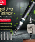 Hand Manual Reversible Impact Driver Set With Extractor And S2 Steel Bits built tough for loosening rusted fasteners or frozen bolts