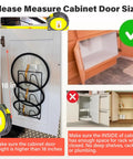Two Pack Pot Lid Organizer Rack For Cabinet Door And Wall Mounts, Six Tier Lids Holder, installed on cabinet door with tape measure showing 18 inches height.
