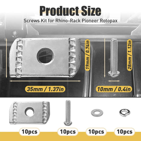 M6 304 Stainless Steel 25mm Screws And Channel Nuts Kit 20 Piece Set With Spring Washers For Roof Rack Brackets Fits Rotopax Mounts