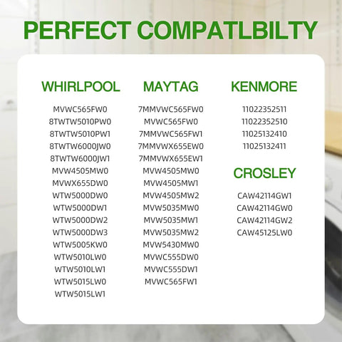 Washer Suspension Rod Kit W11130362 With Upgraded Design And Heavy Duty High Strength Springs For Stable Performance Fits Whirlpool Maytag Kenmore Front Load And Top Load Washers compatibility chart