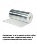 Top Shelf Endothermic Firestop Mat For Power Cables And Steel Conduits 24 5 In By 20 Ft Roll showing aluminum-coated fireproof wrap.