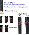 Diagram showing diameter and adapter options for Bike Suspension Seatpost With Coil Spring And Shock Absorber, Lightweight Aluminum Body