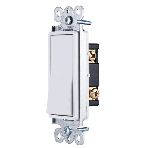 Paddle Rocker Single Pole Light Switch Replacement For Lights And Ceiling Fans On Off Grounding UL Listed White Easy Install