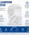 Heavy Duty Disposable Cleanroom Hood Cover In Spunbond Polypropylene With Latex Free Elastic Band For Full Head Coverage, breathable design.