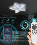 Low Profile Ceiling Fan With Lights, Modern Dimmable Flower Shape, 110V Smart Remote And App Control showcased in a room.