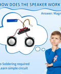 Bluetooth Speaker Kit For Beginners Build Your Own Dual Speaker With RGB Music Sync Lights, kid pondering speaker circuit diagram