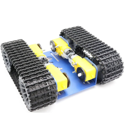 Beefy Tracked RC Tank Chassis Kit With Four DC TT Motors For Arduino Uno R3 And Raspberry Pi STEAM Education Projects Blue Aluminum Alloy Crawler Platform