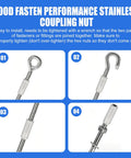 Heavy Duty 304 Stainless Steel M8 X 1.25 Pitch Metric Hex Coupling Nuts 24 Millimeter Long threaded barrel connectors in use.