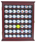 49 Ball Golf Ball Display Case Cabinet Wall Rack Holder Frame With 98 Percent UV Protection Acrylic Door Lockable Cherry Finish
