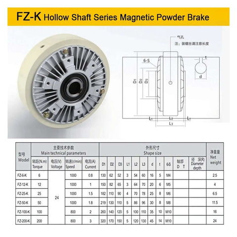 Pro Grade Magnetic Powder Brake Tension Controller Kit For Textile Machines Magnetic Particle Brake DC 24V diagram