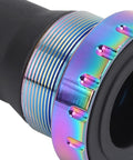 Close-up of Rock Solid Aluminum Bottom Bracket 37x24T for mountain and road bikes, showing iridescent sealing, waterproof detail.