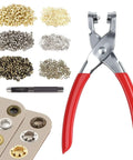 All-In-One Grommet Tool Kit With 1200 Metal Eyelets And Washers In Gold Silver Copper, One Quarter Inch Inside Diameter, Eyelet Pliers